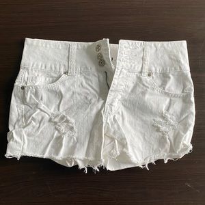 White jean shorts